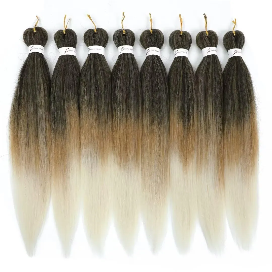 Ombre Braiding Hair Pre Stretched 20inch 8packs EZ Braid Pre Stretched Braiding Hair 1b/27/613 EZ Braiding Hair Extensions Synthetic Fiber Crochet Twist Braids(#1b/27/613,8Packs,20inch)