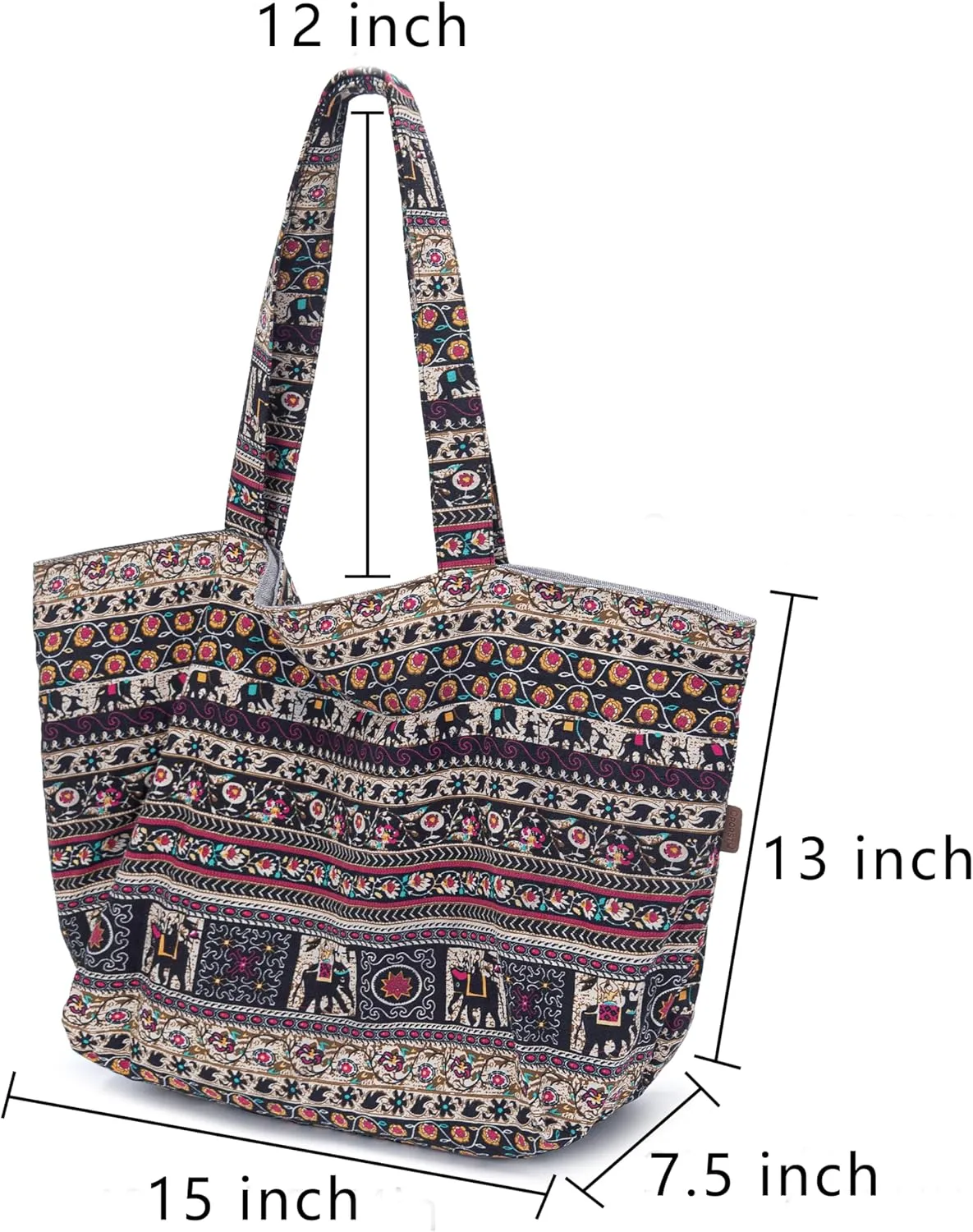 OPQRSTU Women Hippie Tote Hand Bag Large Capacity Bohemian Bag Portable Tourist Shoulder Bags
