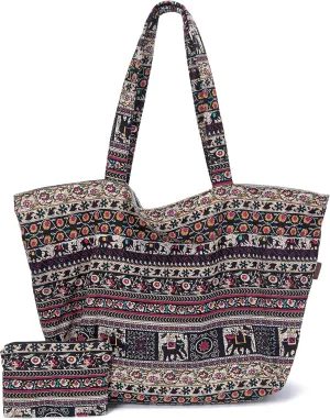 OPQRSTU Women Hippie Tote Hand Bag Large Capacity Bohemian Bag Portable Tourist Shoulder Bags