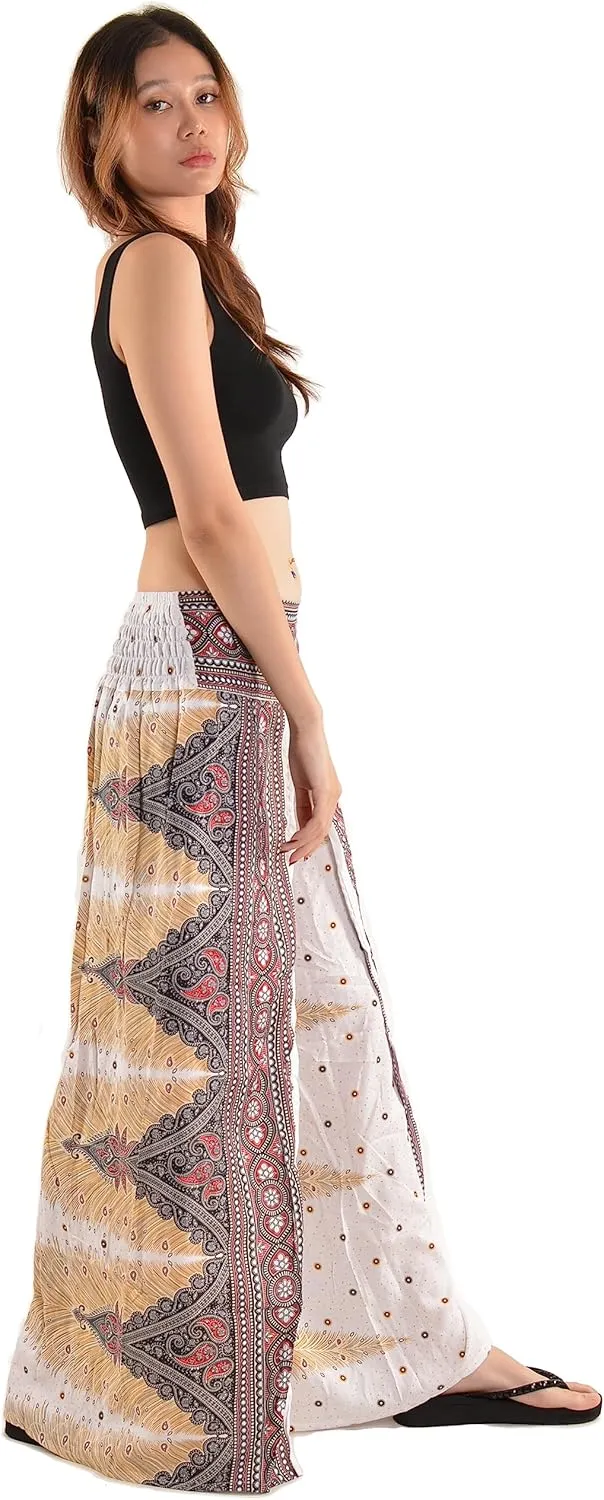 Orient Trail Womens Palazzo Slit Leg Wide Leg Wrap Pants Casual Beach Boho Hippie Bohemian Pilates Flowy Pants Sizes 2-18