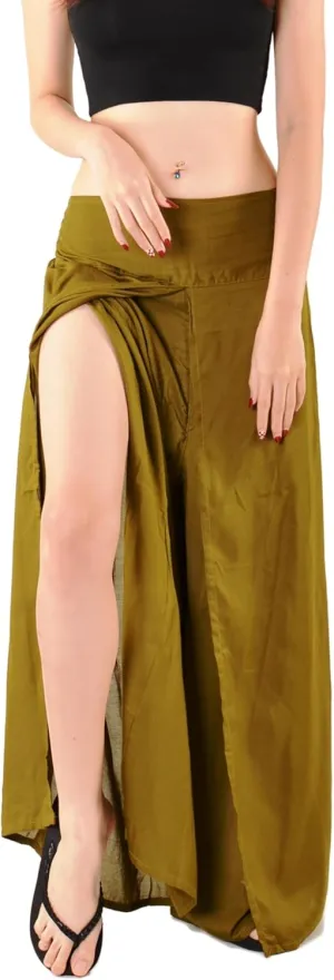 Orient Trail Womens Palazzo Slit Leg Wide Leg Wrap Pants Casual Beach Boho Hippie Bohemian Pilates Flowy Pants Sizes 2-18