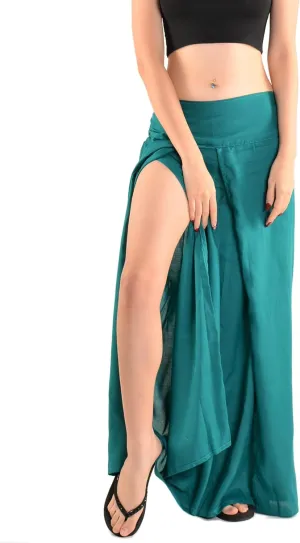 Orient Trail Womens Palazzo Slit Leg Wide Leg Wrap Pants Casual Beach Boho Hippie Bohemian Pilates Flowy Pants Sizes 2-18