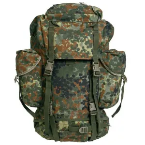Original German Military Tactical Backpack 65L Combat Rucksack Flecktarn Camo