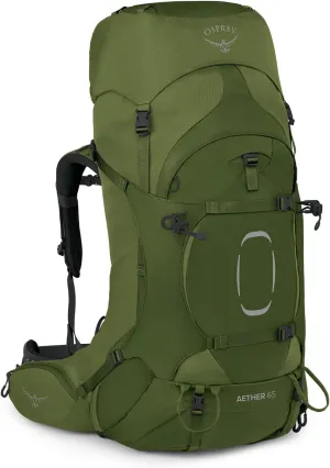 Osprey Aether 65L Men's Backpacking Backpack, Garlic Mustard Green, S/M, Extended Fit