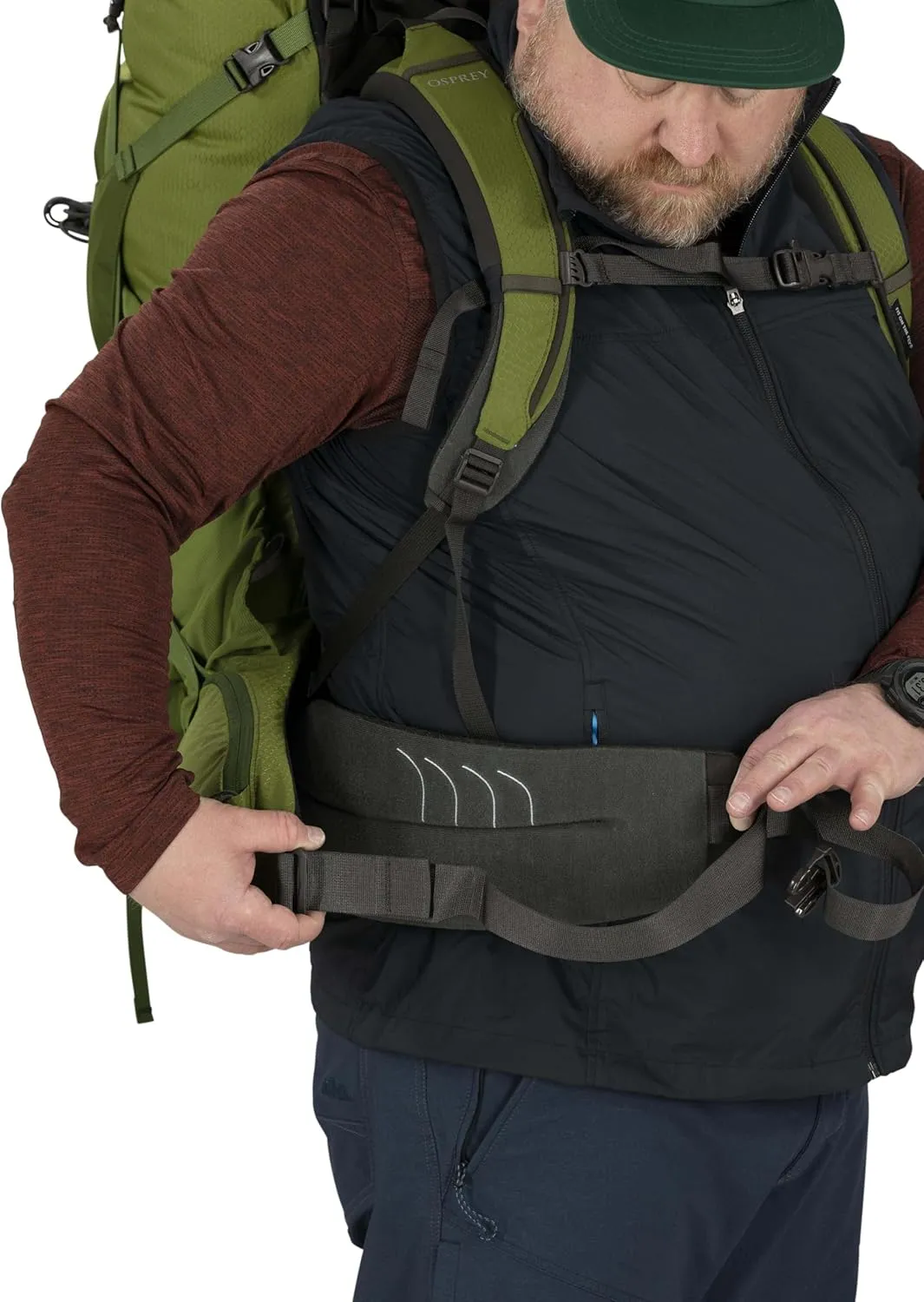 Osprey Aether 65L Men's Backpacking Backpack, Garlic Mustard Green, S/M, Extended Fit