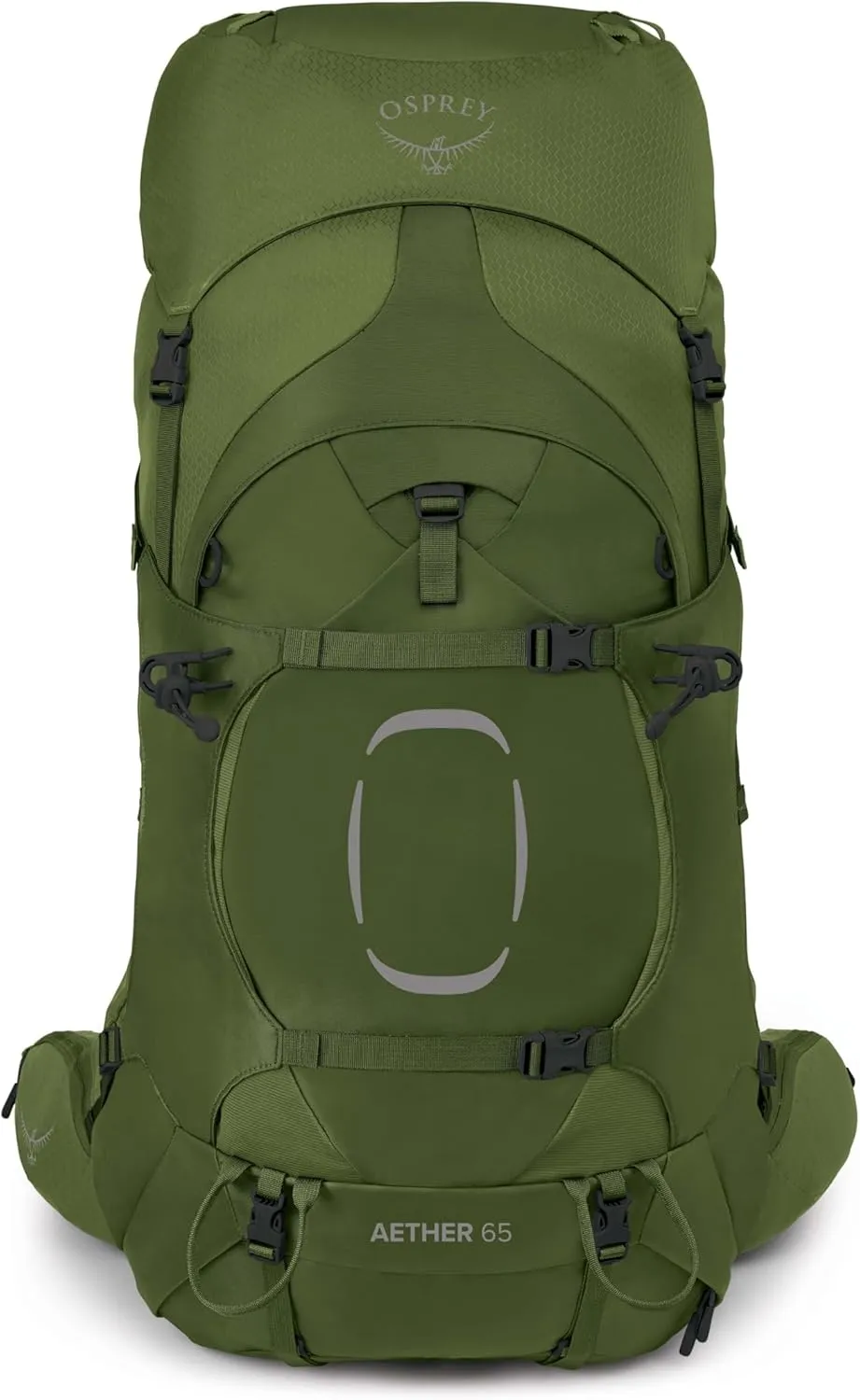 Osprey Aether 65L Men's Backpacking Backpack, Garlic Mustard Green, S/M, Extended Fit