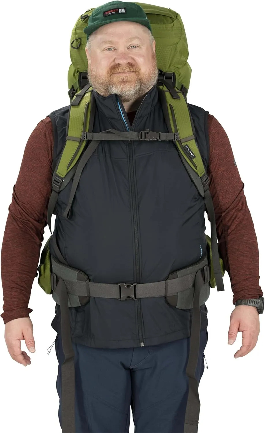 Osprey Aether 65L Men's Backpacking Backpack, Garlic Mustard Green, S/M, Extended Fit