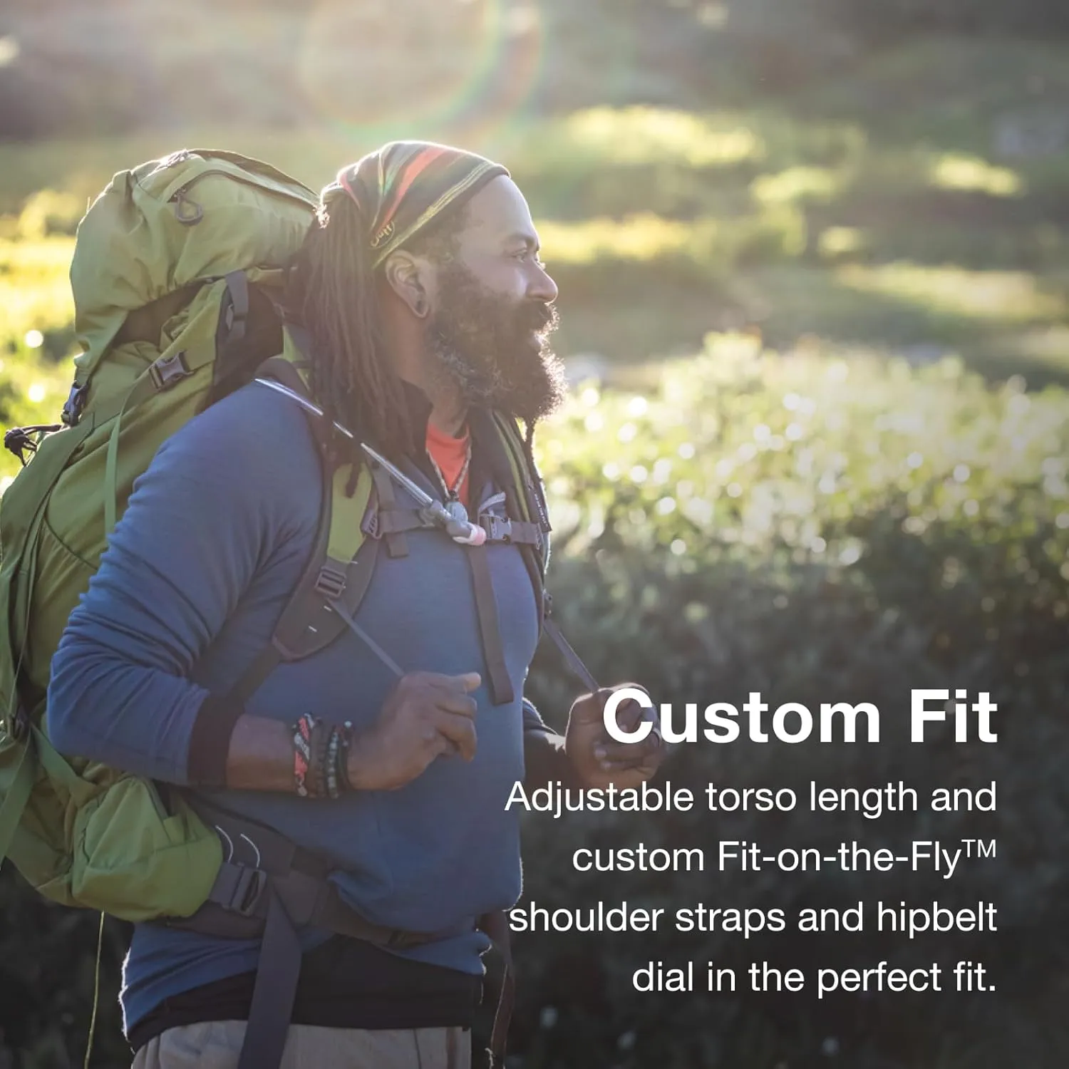 Osprey Aether 65L Men's Backpacking Backpack, Garlic Mustard Green, S/M, Extended Fit