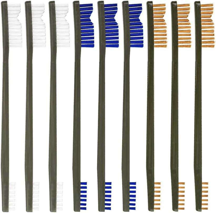 Otis Technology All Purpose Gun Cleaning Brush 9 Pack (3 Nylon/3 Bronze/3 Blue Nylon)