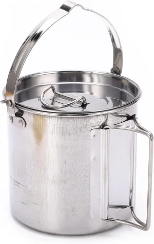 Outdoor Camping Pot Stainless Steel Travel Kettle Portable Hiking Pot Camping Heat Resistant Kettle for Hiking Camping Picnics