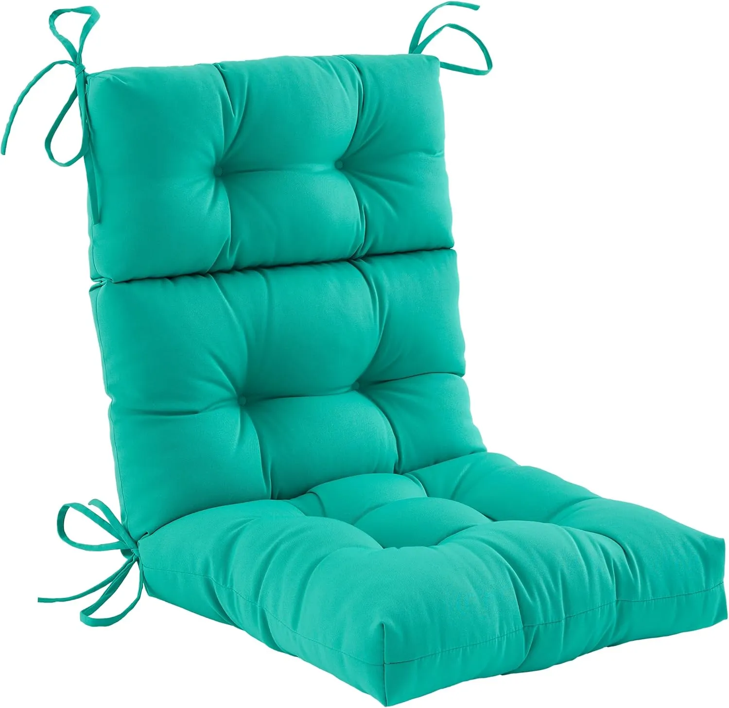 Outdoor High Back Chair Cushion,Water Resistant Tufted Adirondack Rocking Chair Cushion with Ties,Replacement Seat Cushion for Patio Furniture,Teal