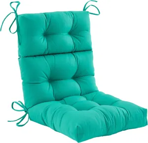 Outdoor High Back Chair Cushion,Water Resistant Tufted Adirondack Rocking Chair Cushion with Ties,Replacement Seat Cushion for Patio Furniture,Teal