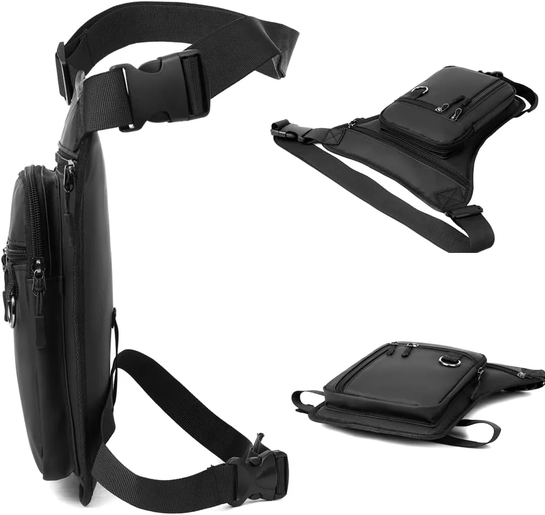 Outdoor Nylon Drop Leg Bag Pouch Tactical Waist Bag for Men Women Fanny Thigh Pack Rig Military Motorcycle Utility Cycling Camping Hiking Hip Pouch Black
