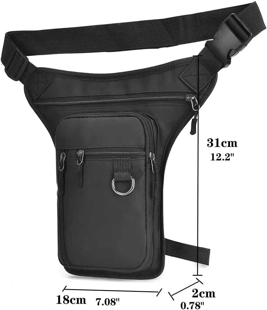 Outdoor Nylon Drop Leg Bag Pouch Tactical Waist Bag for Men Women Fanny Thigh Pack Rig Military Motorcycle Utility Cycling Camping Hiking Hip Pouch Black