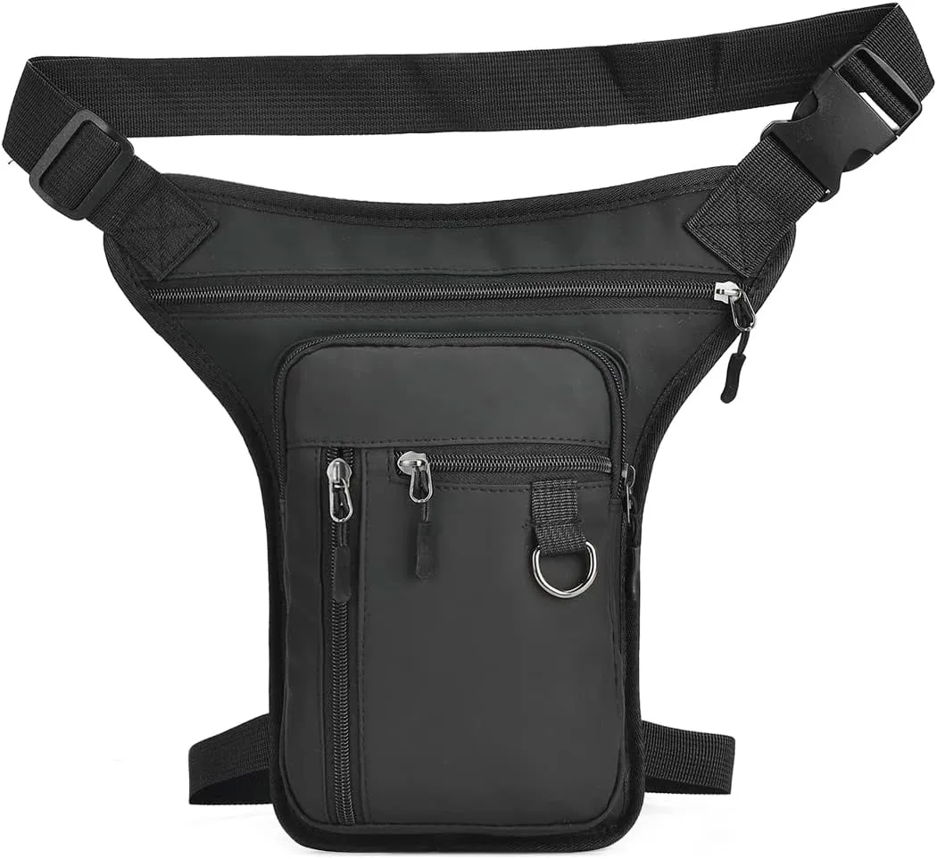 Outdoor Nylon Drop Leg Bag Pouch Tactical Waist Bag for Men Women Fanny Thigh Pack Rig Military Motorcycle Utility Cycling Camping Hiking Hip Pouch Black