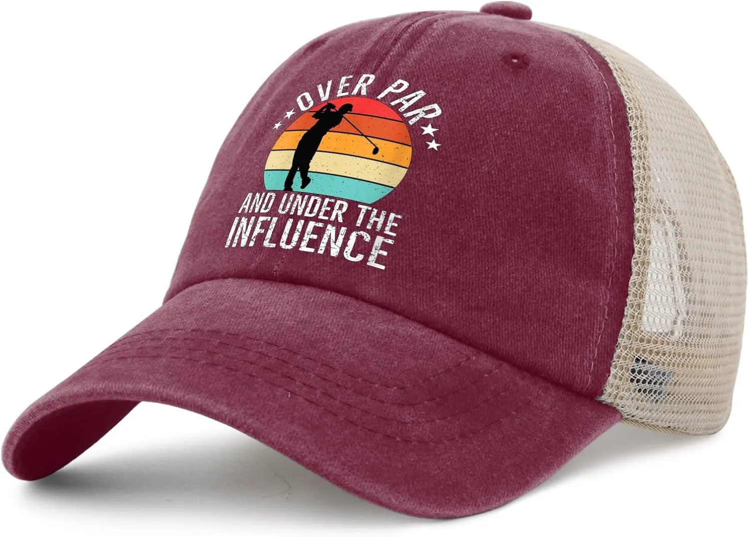 Over Par and Under Influence Hat for Women Humor Golf Country Hat for Mens Trucker Hat Ball Cap Trendy