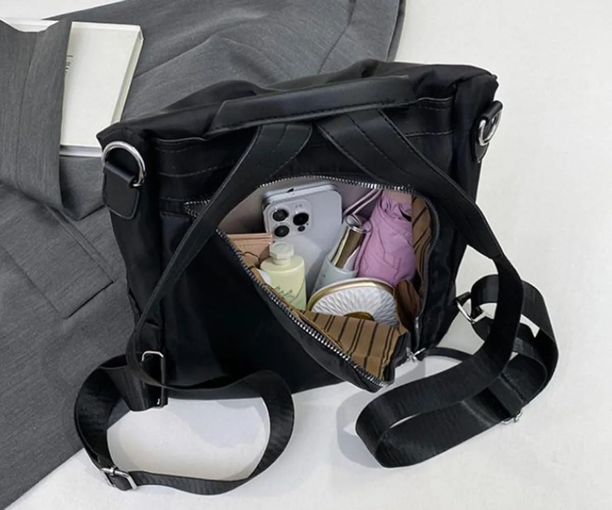 Oxford Cloth Backpack - Anti-Theft Crossbody Bag for Women Multifunctional Large Capacity Lightweight Shoulder Bags (Black)