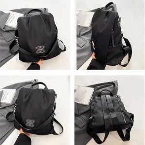 Oxford Cloth Backpack - Anti-Theft Crossbody Bag for Women Multifunctional Large Capacity Lightweight Shoulder Bags (Black)