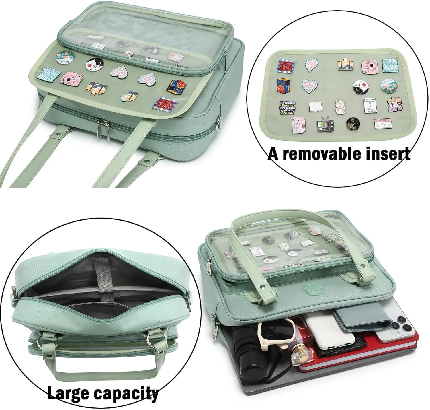 Oxford Ita Bag Crossbody Shoulder Bag Satchel Messenger Backpack Multi-Purpose Pins Display
