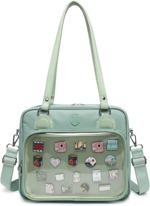 Oxford Ita Bag Crossbody Shoulder Bag Satchel Messenger Backpack Multi-Purpose Pins Display