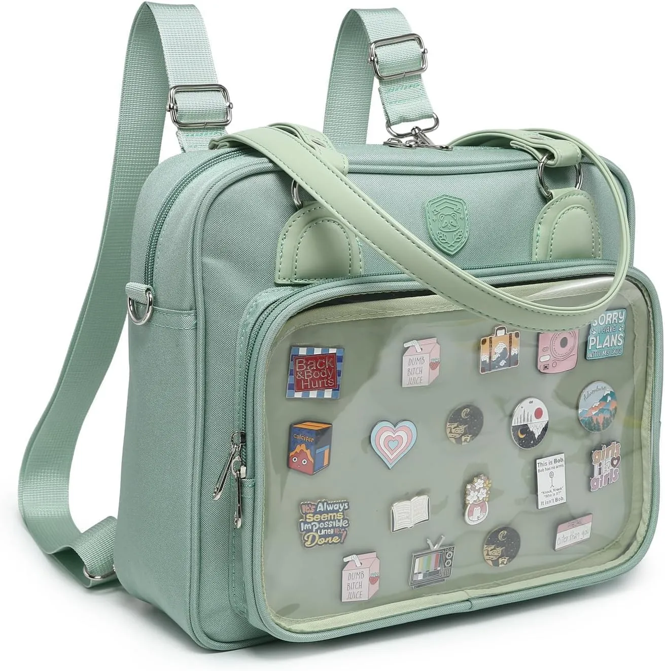 Oxford Ita Bag Crossbody Shoulder Bag Satchel Messenger Backpack Multi-Purpose Pins Display