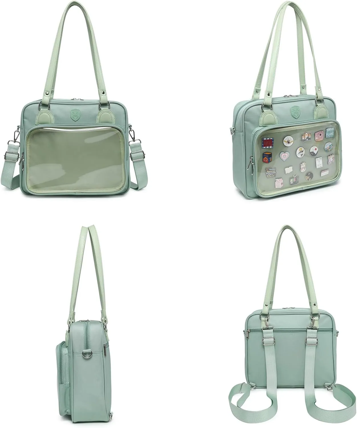 Oxford Ita Bag Crossbody Shoulder Bag Satchel Messenger Backpack Multi-Purpose Pins Display