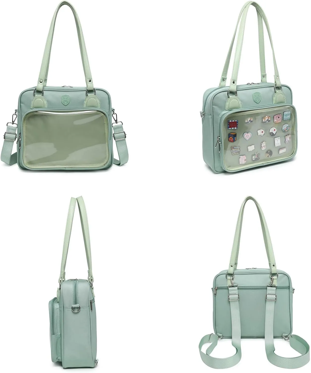Oxford Ita Bag Crossbody Shoulder Bag Satchel Messenger Backpack Multi-Purpose Pins Display