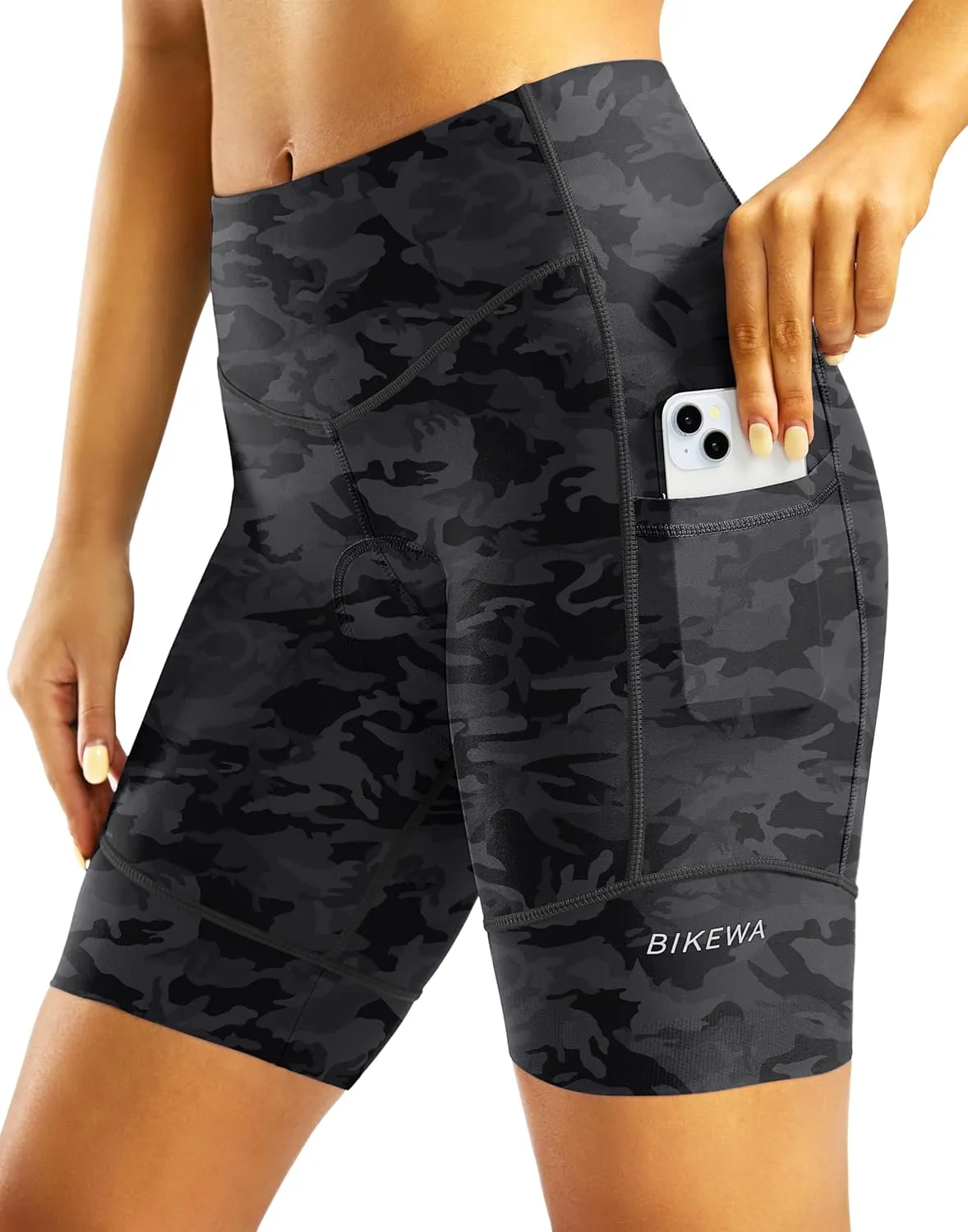 Padded Bike Shorts for Women High Waisted 4D Padding Cycling Bicycle Road Biking Shorts with Pockets