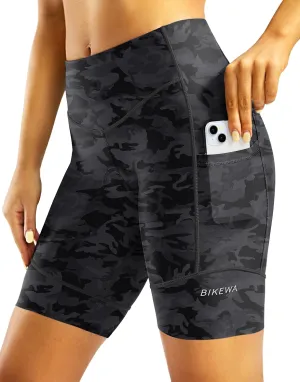 Padded Bike Shorts for Women High Waisted 4D Padding Cycling Bicycle Road Biking Shorts with Pockets