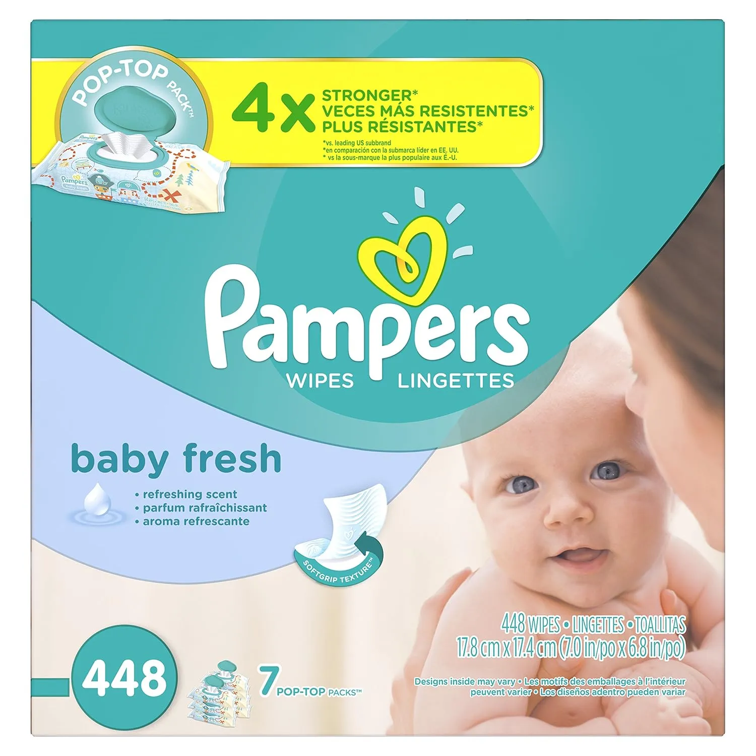 Pampers Baby Fresh Water Baby Wipes 7X Pop-Top Packs, 448 Count
