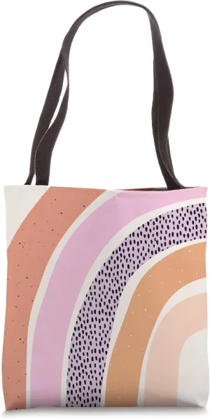 Pastel Color Rainbow With Black Polka Dot Pattern Arches Tote Bag