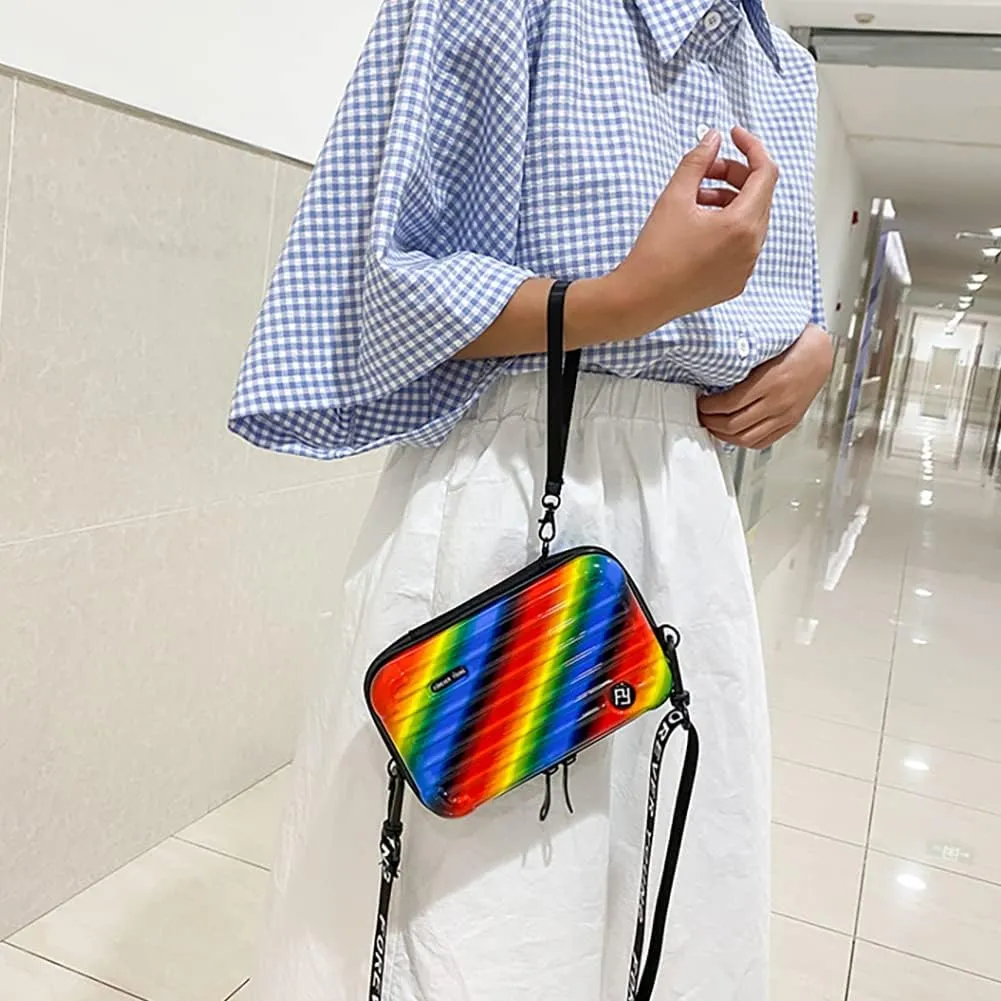 PC ABS Lightweight Hard Shell Travel Suitcase,Cosmetic Crossbody Bag For Women,Unisex Multifunctional Makeup Shoulder Luggage