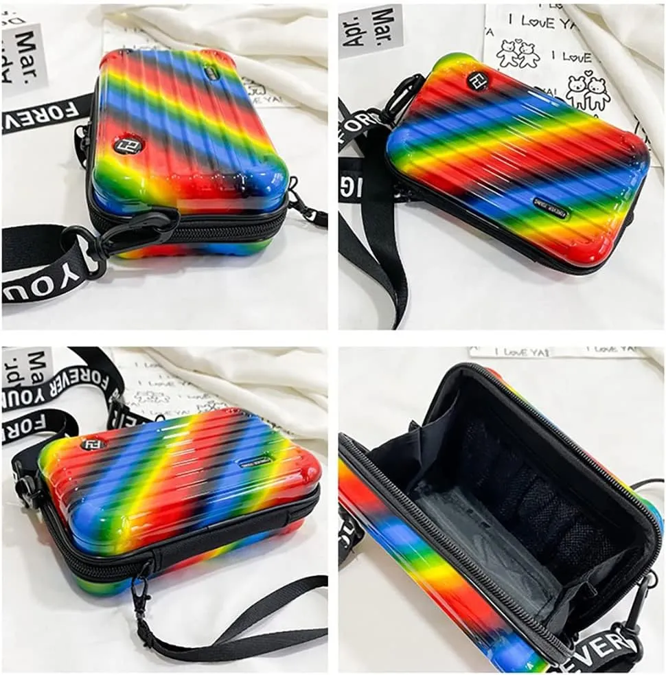 PC ABS Lightweight Hard Shell Travel Suitcase,Cosmetic Crossbody Bag For Women,Unisex Multifunctional Makeup Shoulder Luggage