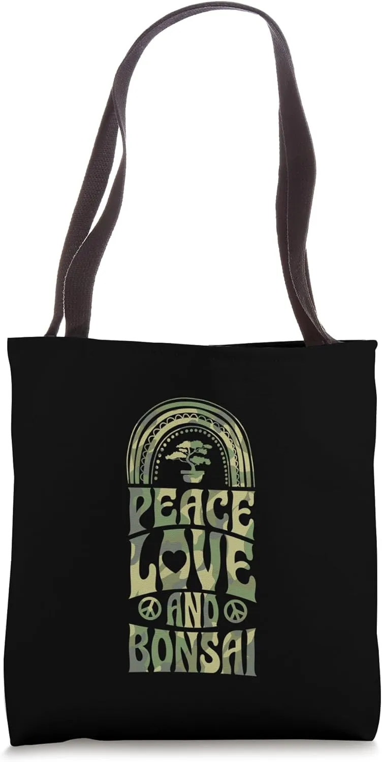 Peace Love and Bonsai Bohemian Rainbow Tote Bag