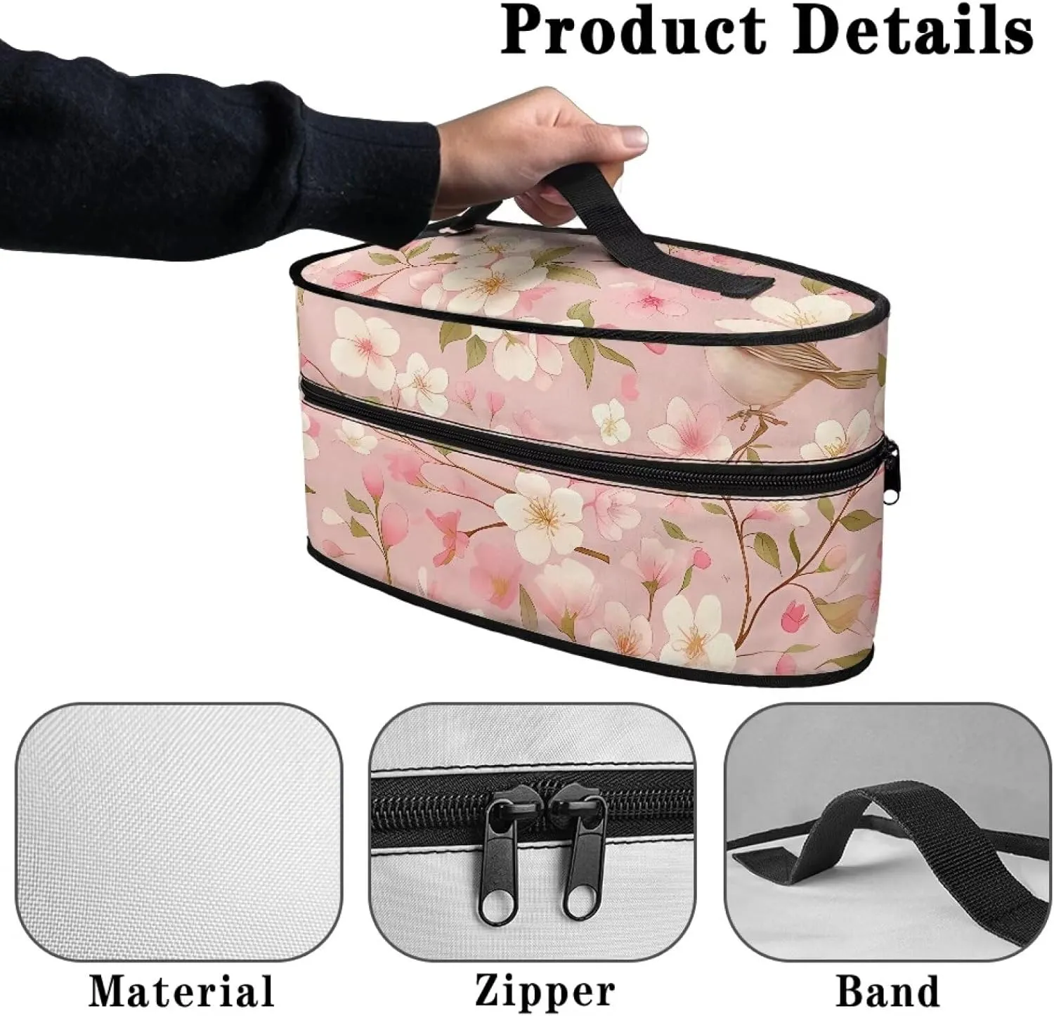 Peach Flower Sparrow Iron Portable Storage Bag for Travel, Full Size Iron Tote Bag Compatible with Mini Project Steam Iron Portable Iron Protective Covers