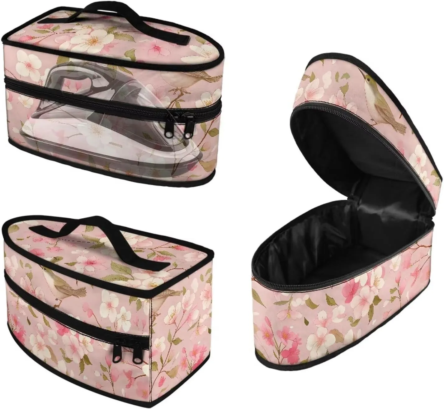 Peach Flower Sparrow Iron Portable Storage Bag for Travel, Full Size Iron Tote Bag Compatible with Mini Project Steam Iron Portable Iron Protective Covers