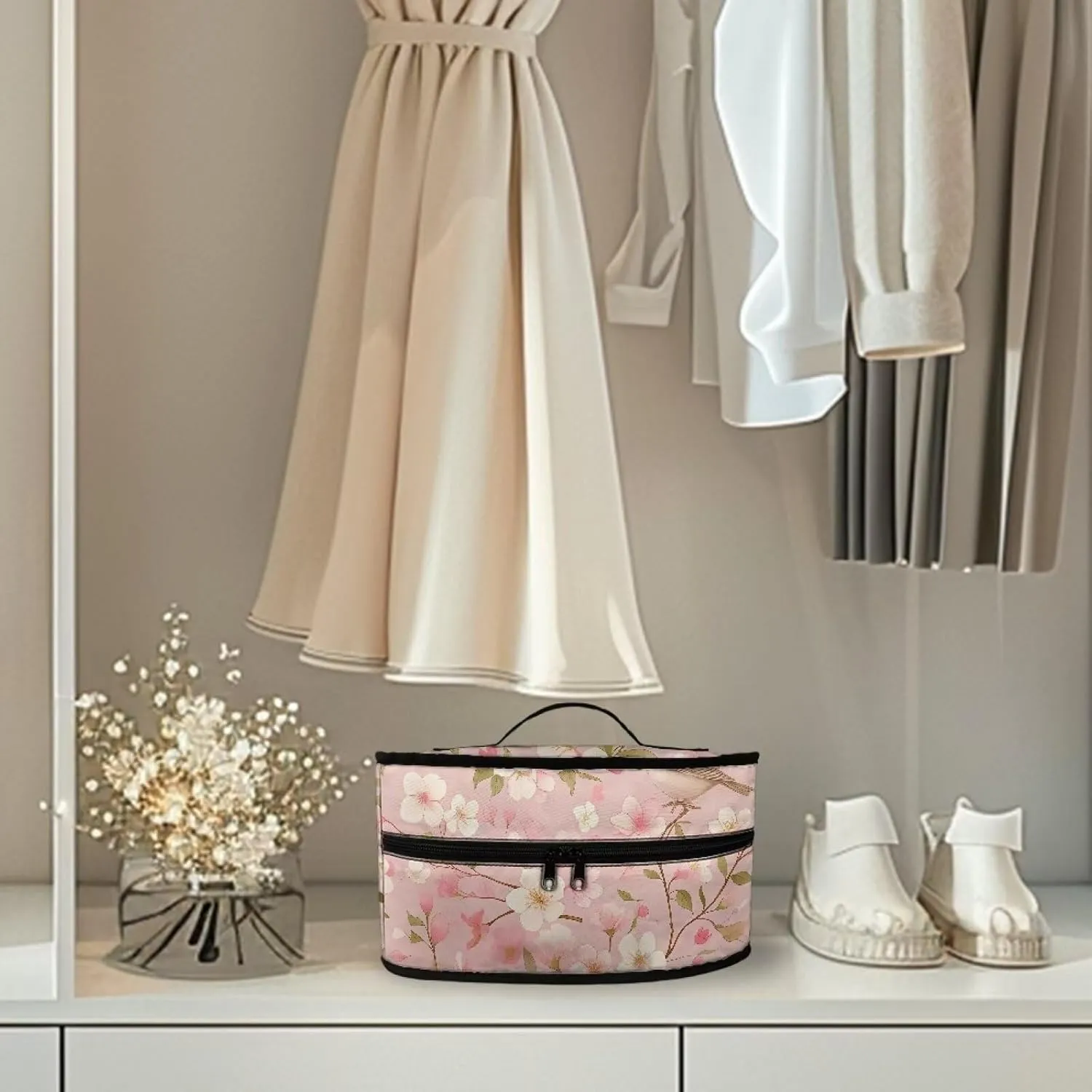 Peach Flower Sparrow Iron Portable Storage Bag for Travel, Full Size Iron Tote Bag Compatible with Mini Project Steam Iron Portable Iron Protective Covers