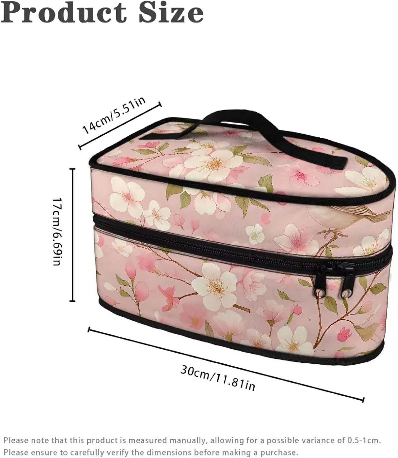 Peach Flower Sparrow Iron Portable Storage Bag for Travel, Full Size Iron Tote Bag Compatible with Mini Project Steam Iron Portable Iron Protective Covers