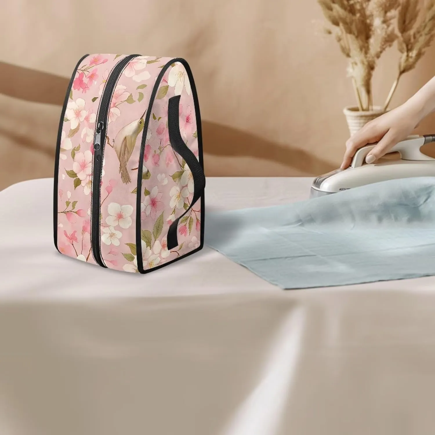 Peach Flower Sparrow Iron Portable Storage Bag for Travel, Full Size Iron Tote Bag Compatible with Mini Project Steam Iron Portable Iron Protective Covers