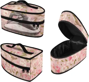 Peach Flower Sparrow Iron Portable Storage Bag for Travel, Full Size Iron Tote Bag Compatible with Mini Project Steam Iron Portable Iron Protective Covers