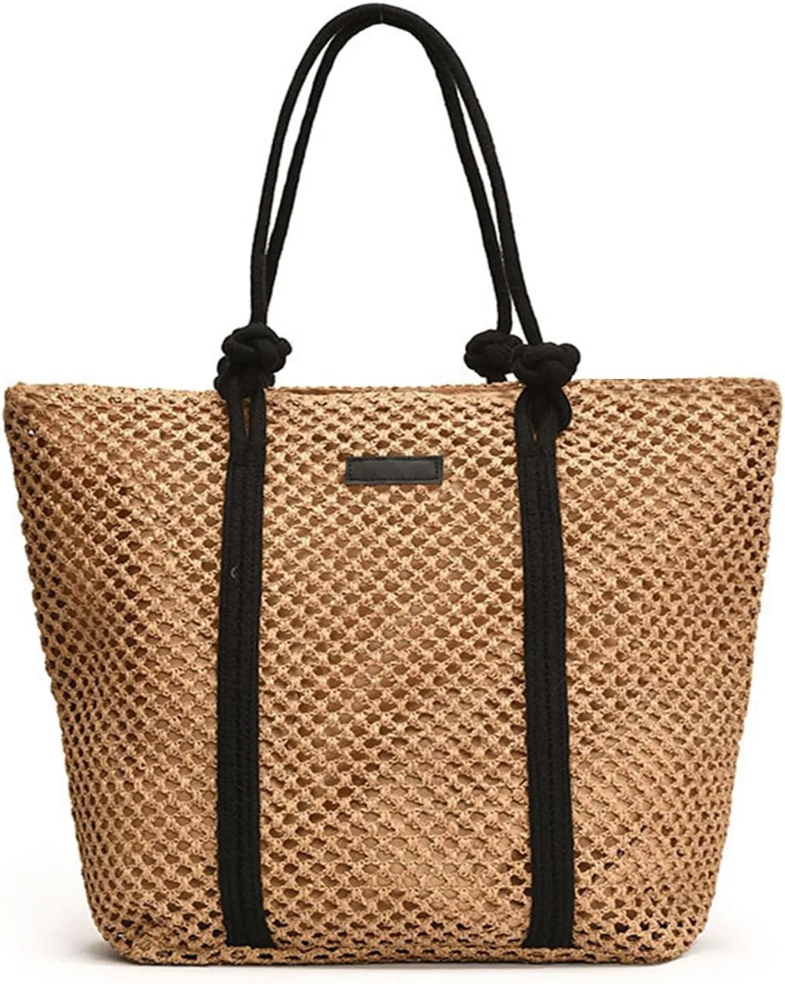 Peicees Large Straw Tote Bag For Beach Vacation 2025 Womens Sandproof Shoulder Bag Purse With Leak-Proof Lining Summer Travel
