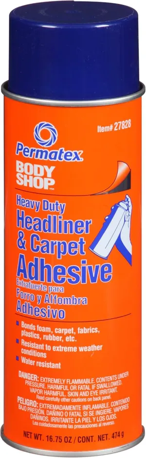 Permatex 27828-6PK Body Shop Heavy Duty Headliner and Carpet Adhesive, 16.75 oz Aerosol Can (Pack of 6)