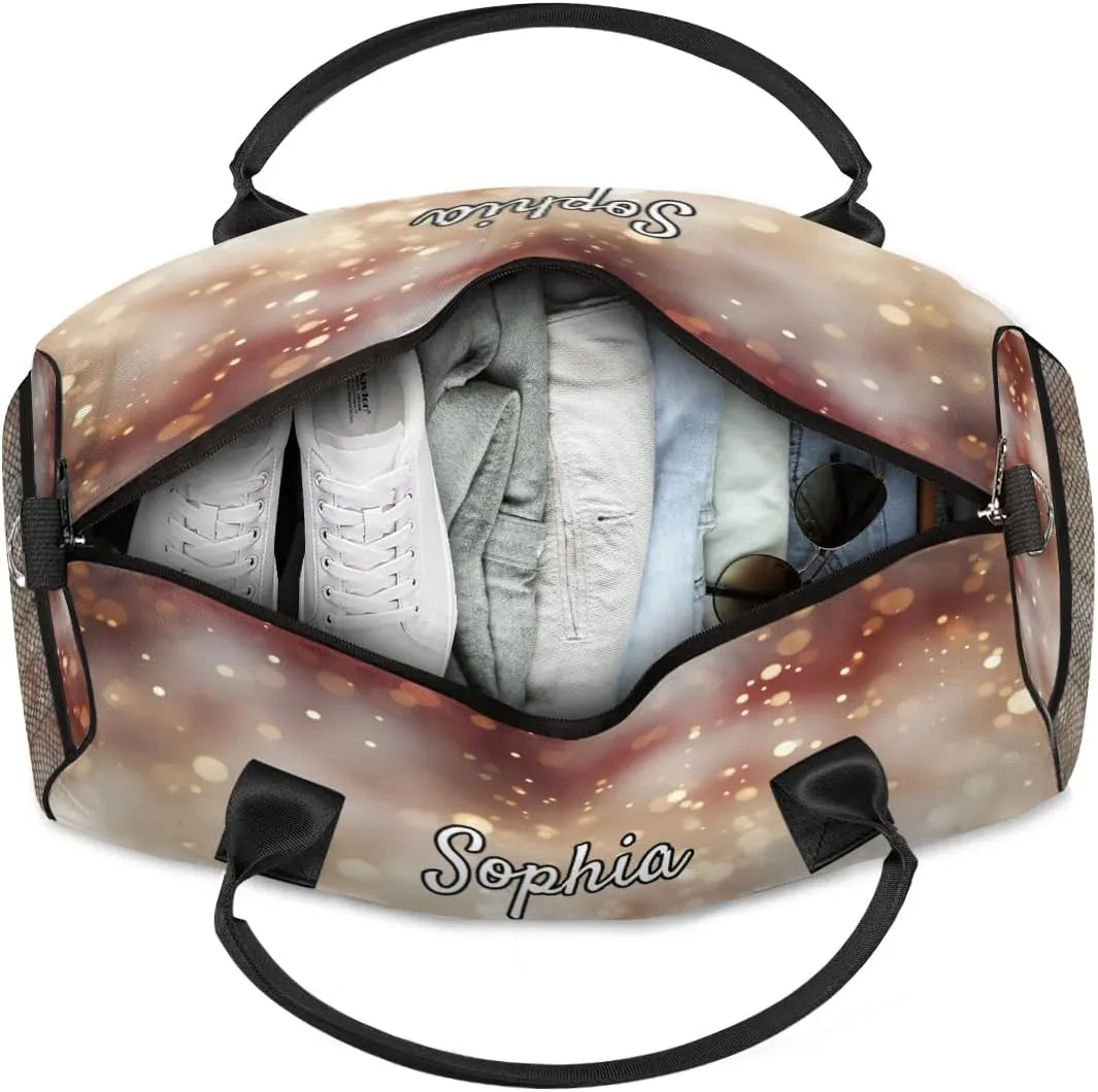 Personalized Cheer Bags for Cheerleaders, Custom Name Sport Duffel Bag Gym Bag Travel Duffle Bag Overnight Weekender Bag Glitters