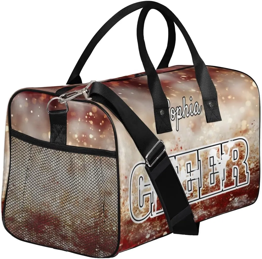 Personalized Cheer Bags for Cheerleaders, Custom Name Sport Duffel Bag Gym Bag Travel Duffle Bag Overnight Weekender Bag Glitters