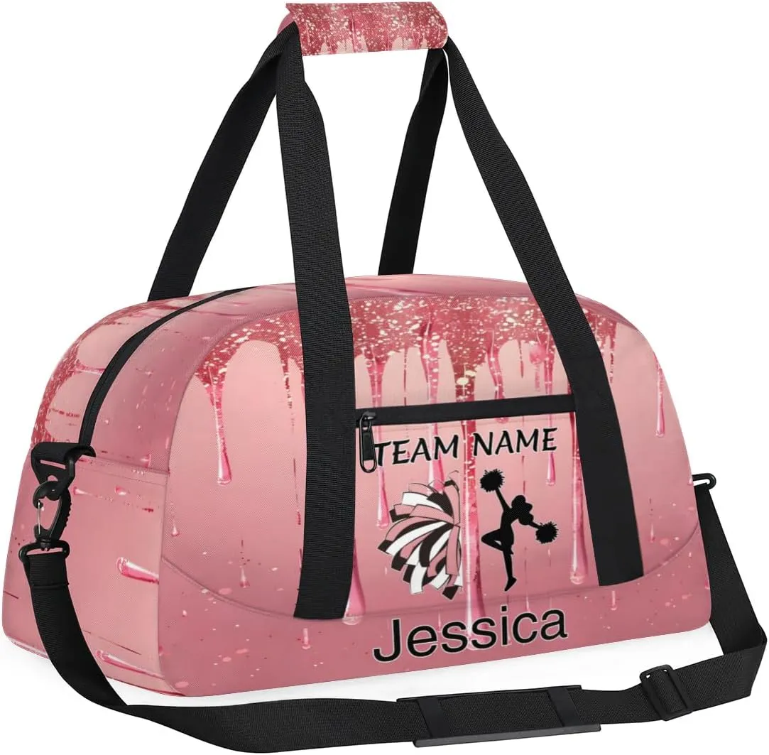 Personalized Cheer Duffle Bag for Cheerleaders, Custom Cheerleading Gym Bag for Women, Cheer Duffel Bag with Name Overnight Weekender Bags, Fluid