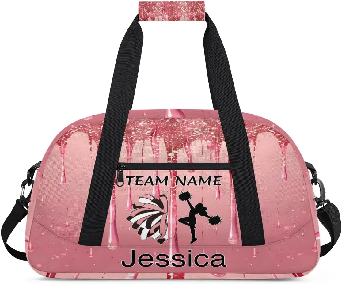 Personalized Cheer Duffle Bag for Cheerleaders, Custom Cheerleading Gym Bag for Women, Cheer Duffel Bag with Name Overnight Weekender Bags, Fluid