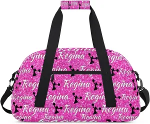 Personalized Dance Duffel Bags Custom Cheer Bag with Name for Sport Events Cheerleader Bag Customized Travel Gym Bag Overnight Weekender Carry-on Bag, Pink Glitter