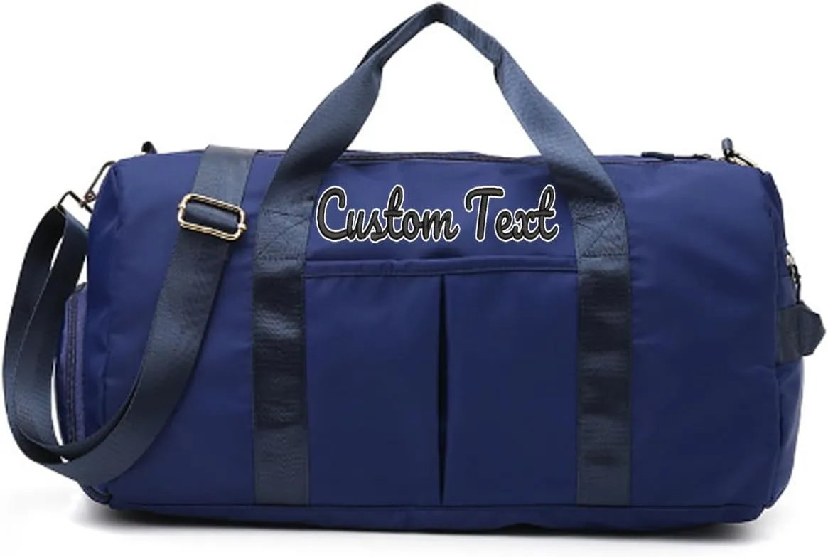 Personalized Duffle Bag Custom Sport Gym Travel Bags Embroidered Name Text,Custom Dry Wet Separated Overnight Weekender Waterproof Bag Gift