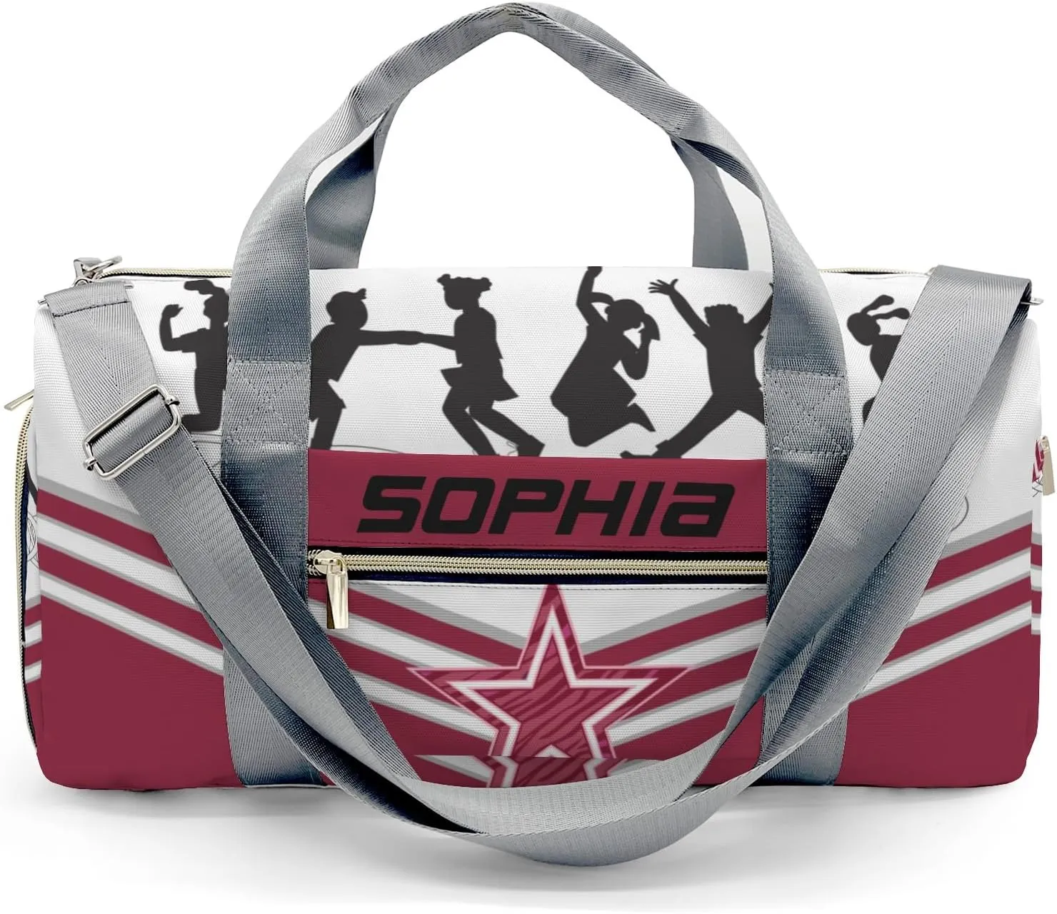 Personalized Name Duffel Bag Jumping Trampoline Red Athlete Multi-Function Travel Bag From Gym to Getaway: Multi-Purpose Travel Bags