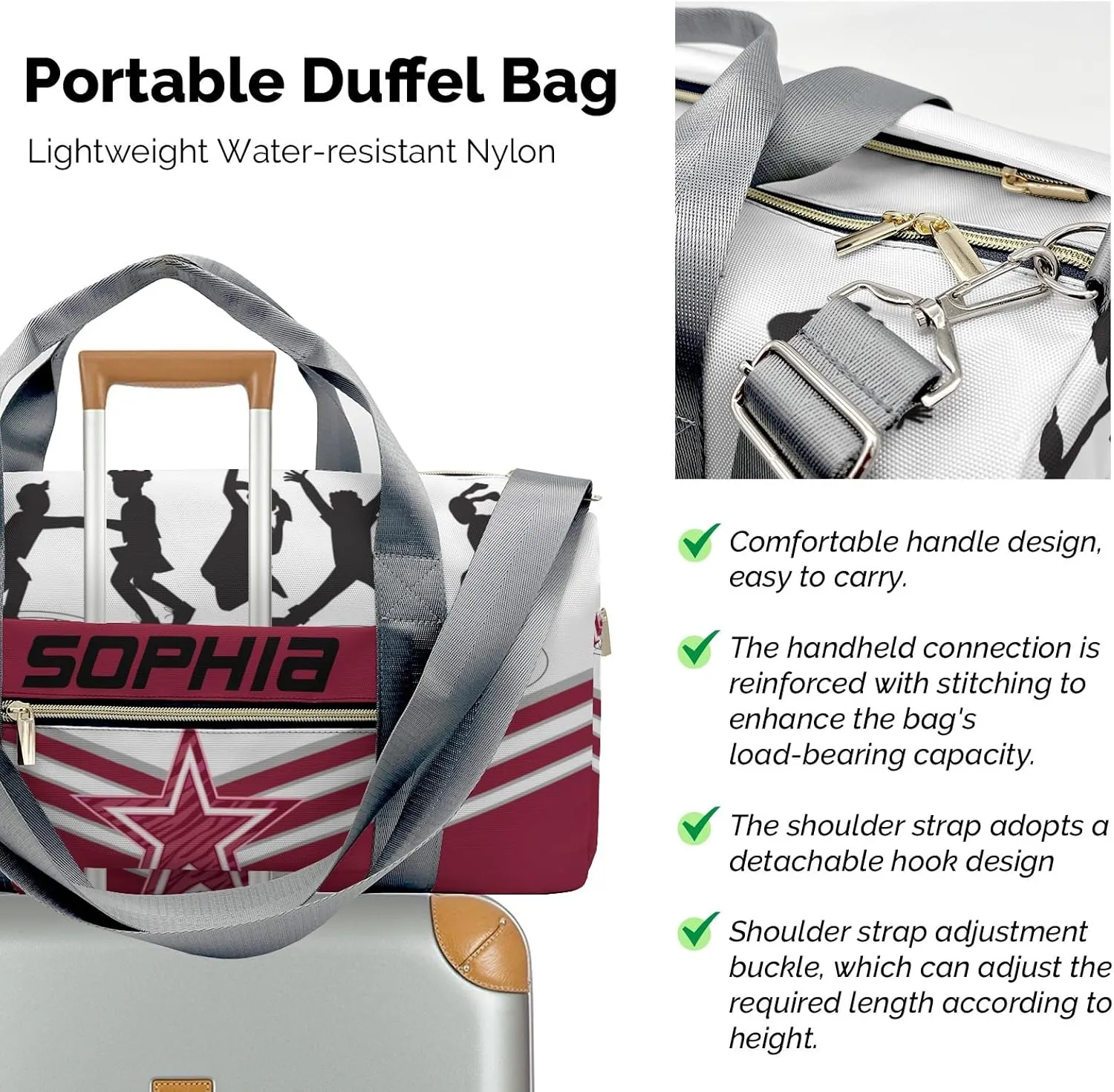 Personalized Name Duffel Bag Jumping Trampoline Red Athlete Multi-Function Travel Bag From Gym to Getaway: Multi-Purpose Travel Bags
